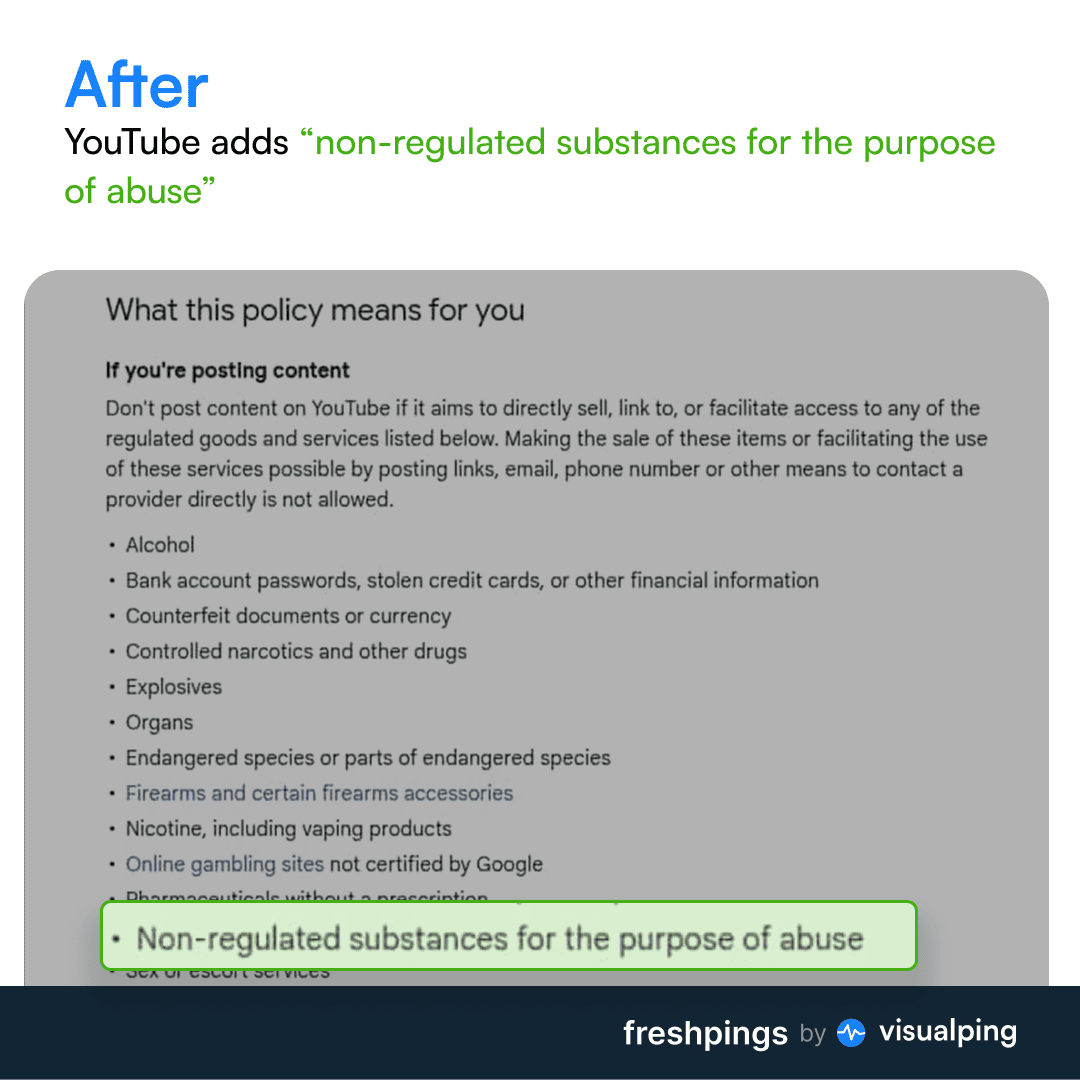 A screenshot showing the after screenshot of the YouTube content policies