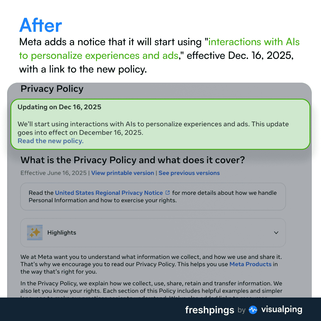 A screenshot showing the Meta Privacy Policy