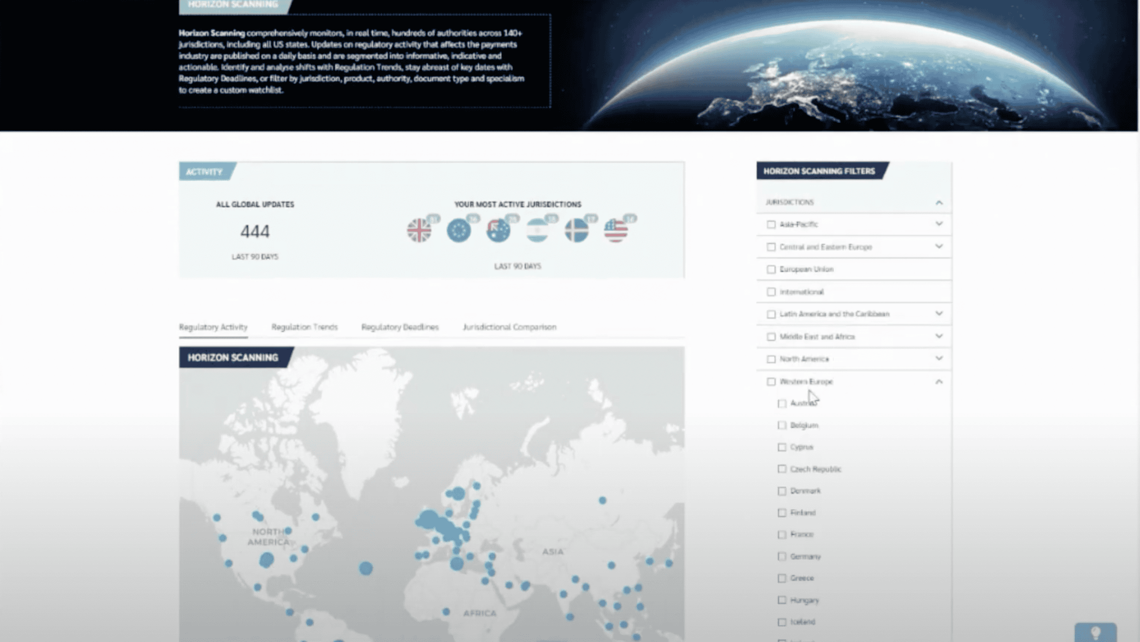 Horizon scanning regulatory tracking software 