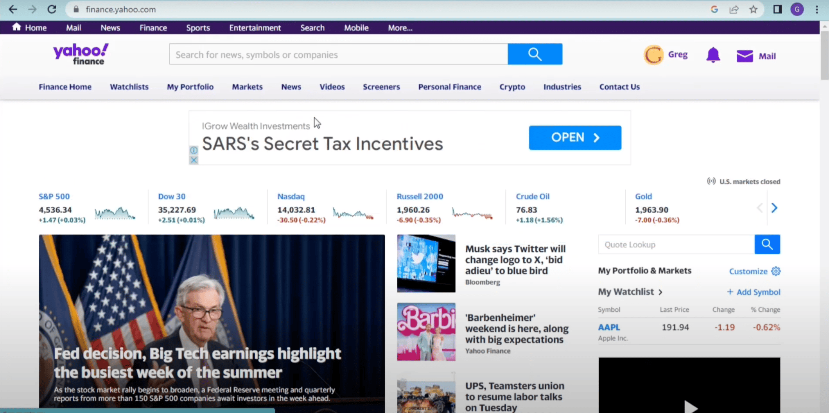 Yahoo Finance, a top bloomberg alternative 