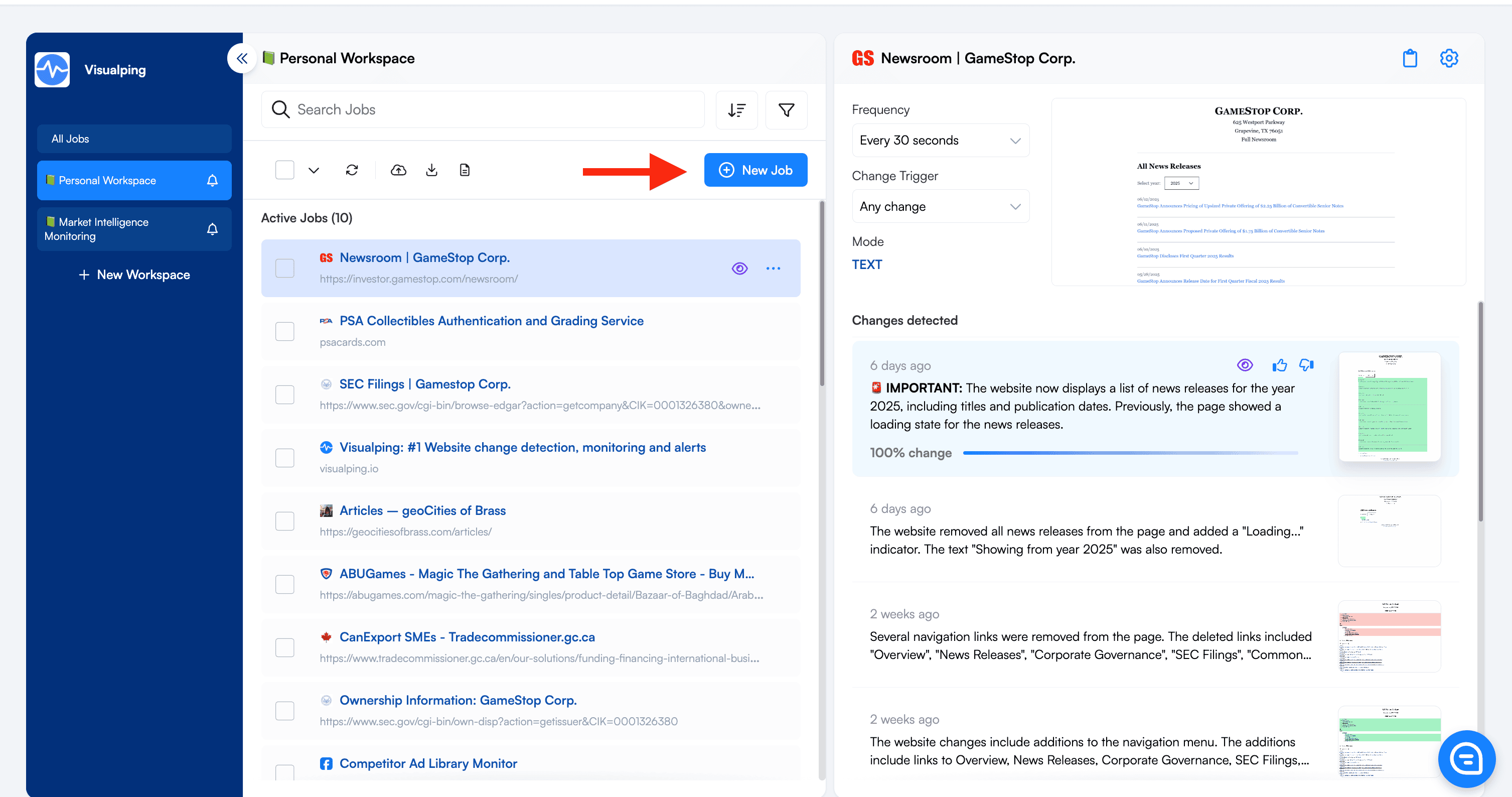 amazon buybox monitoring create new job