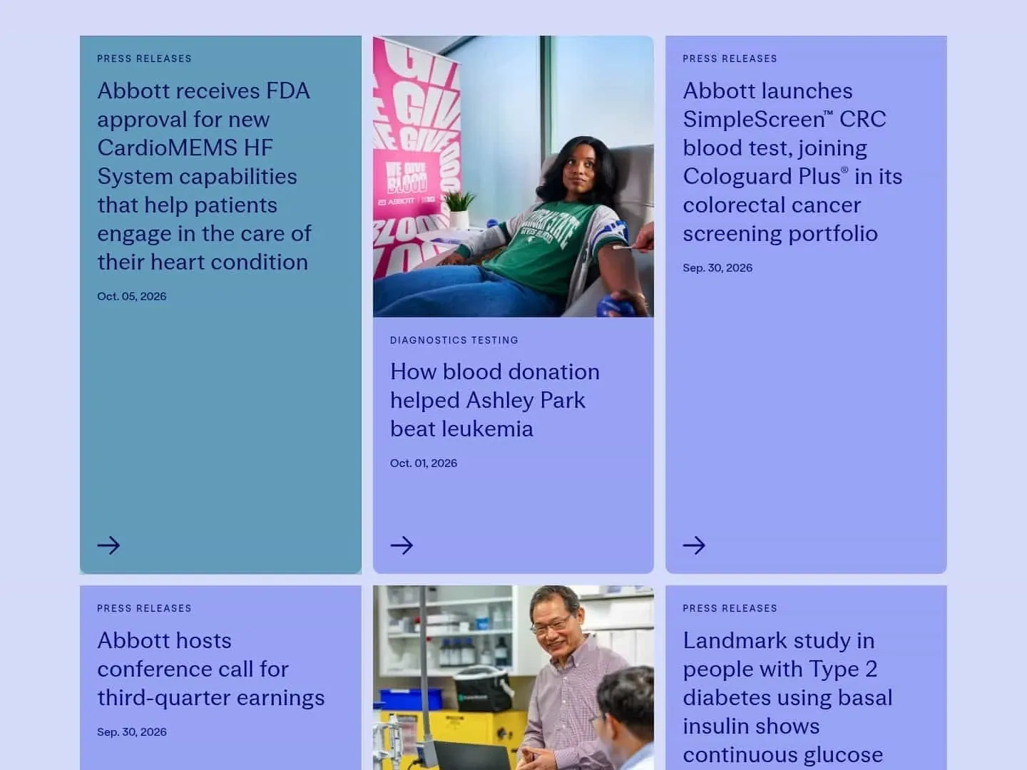 Visualping change highlight on Abbott's newsroom showing a new FDA approval press release