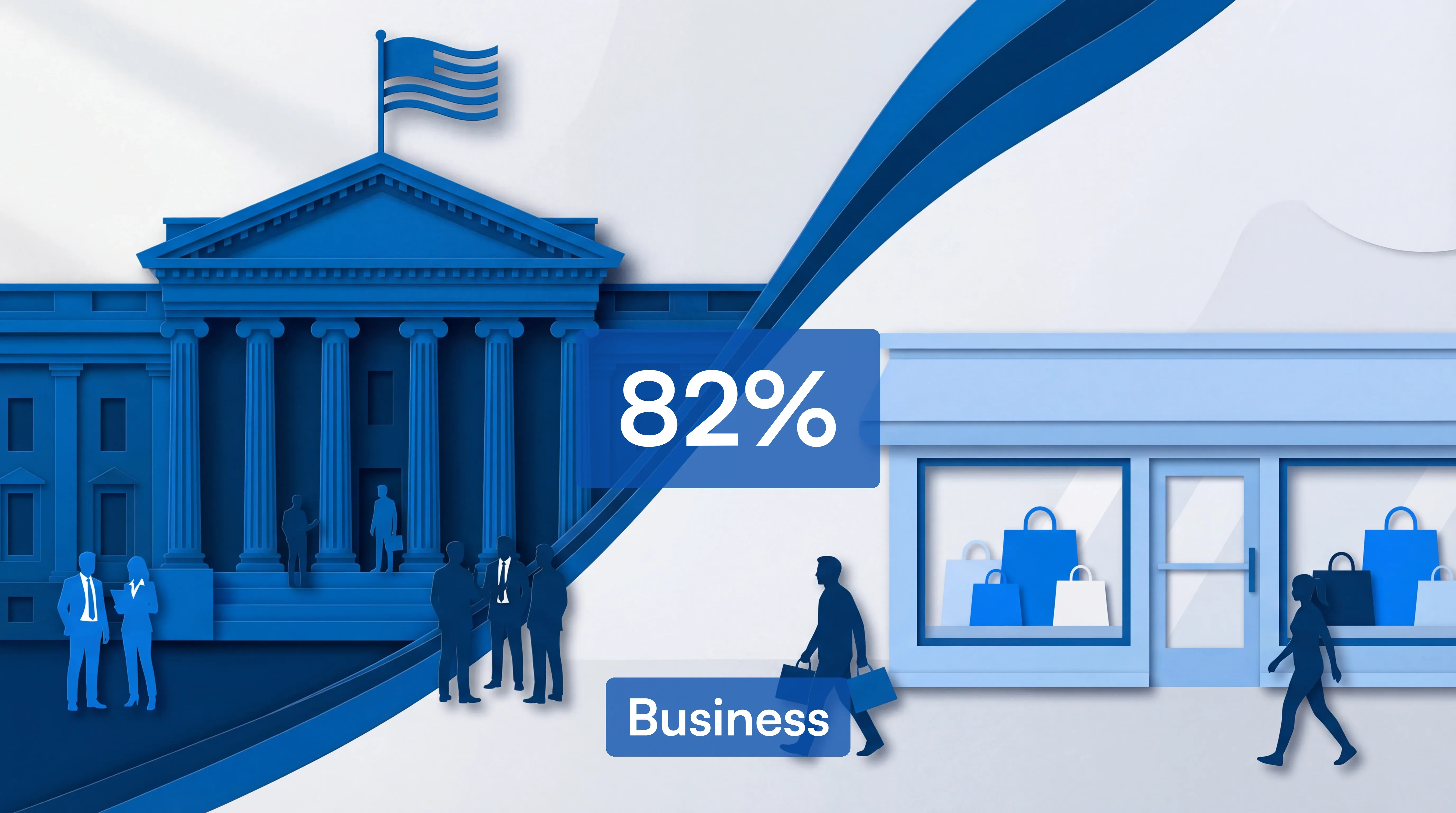 Split comparison showing business accounts dominating government page monitoring