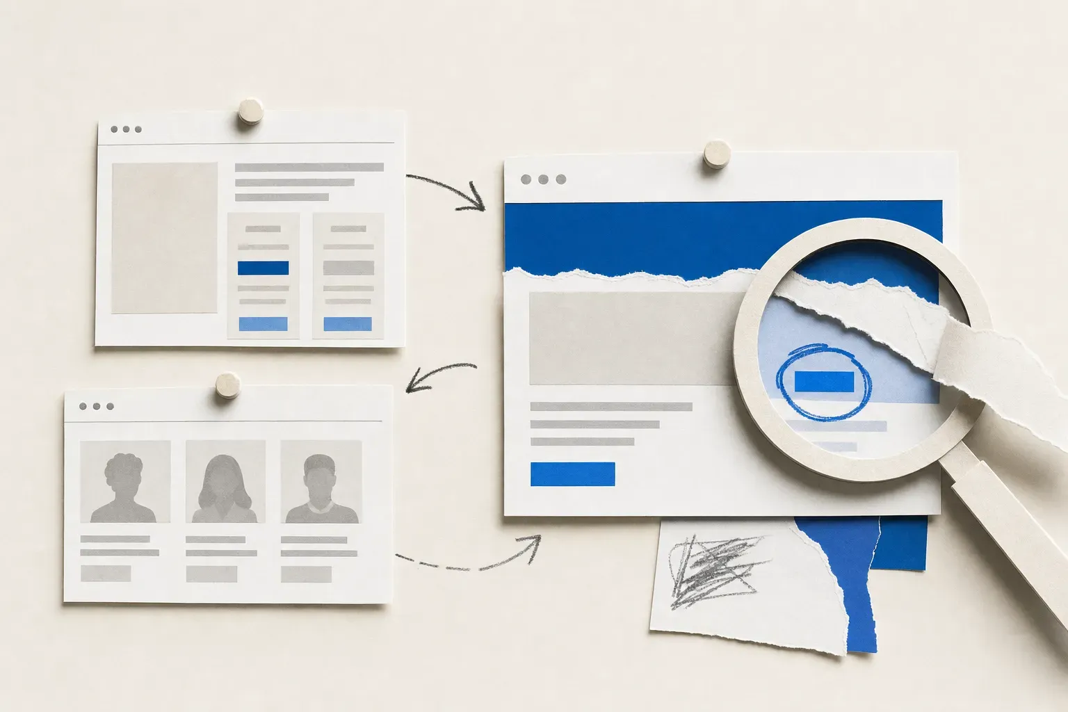 Competitor monitoring report collage of tracked rival web pages with a change revealed