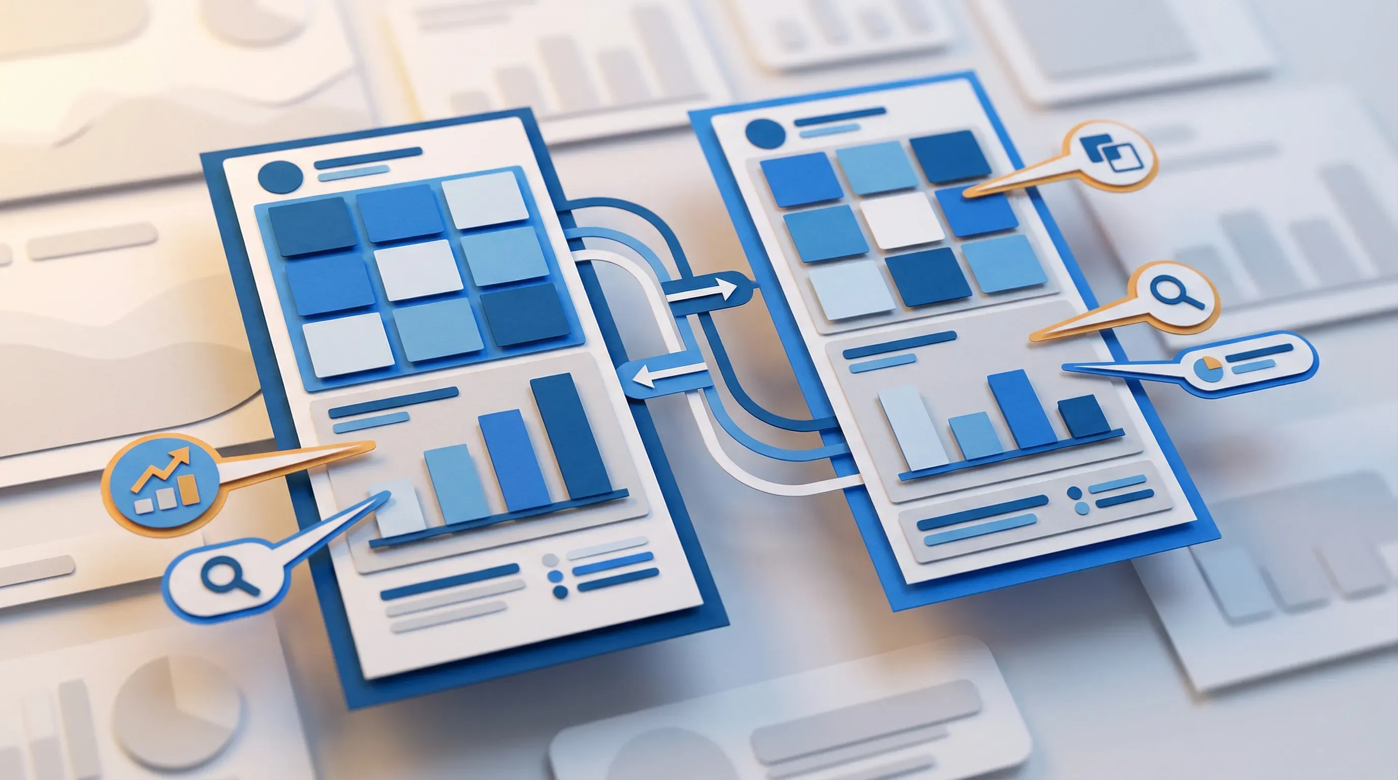 Side-by-side competitor Instagram profiles with annotated differences highlighted