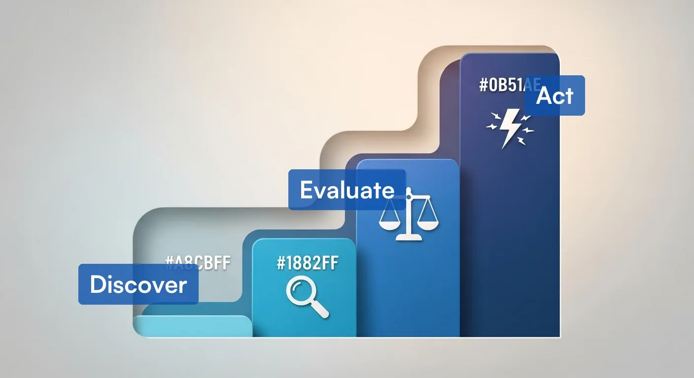 Three ascending levels of agent search optimization from discover to act