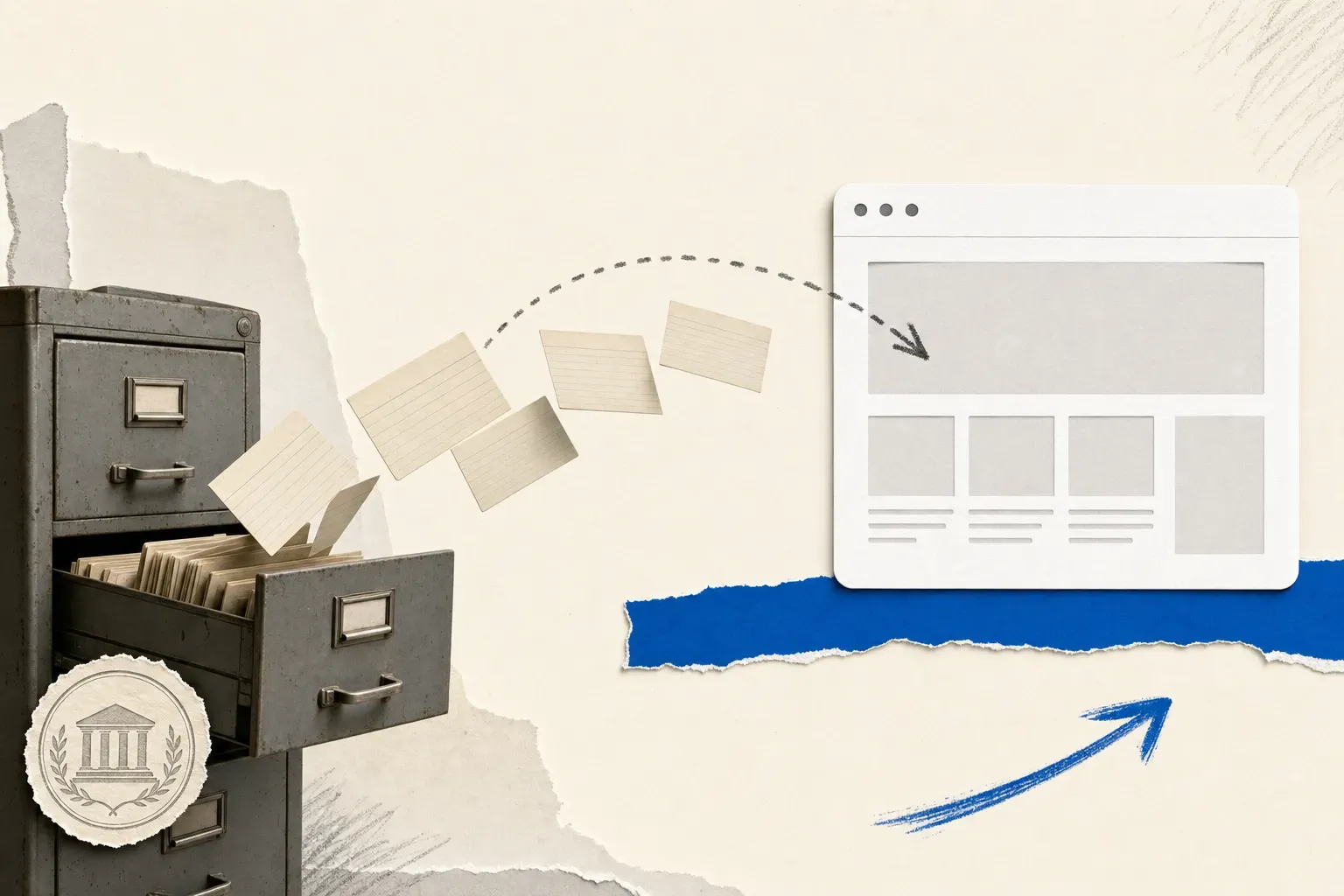 Federal procurement data system records moving from a filing cabinet into a modern government website