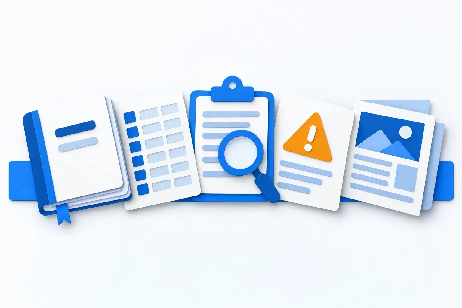 Five kinds of Medicare administrative contractor documents arranged as layered paper cards