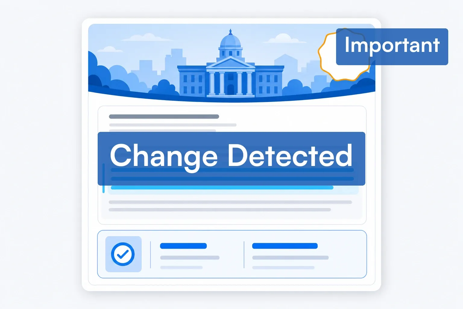 Email alert previewing a municipal code page change with an AI summary