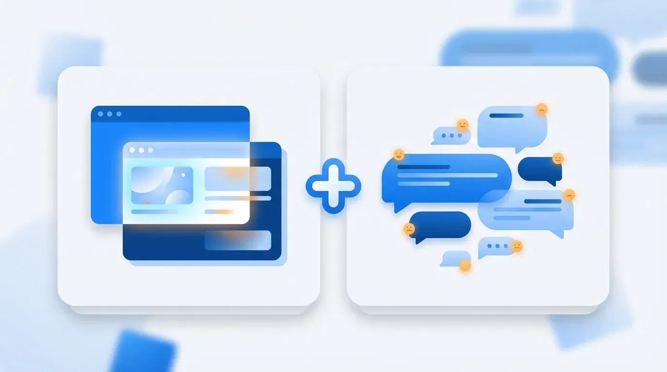 Two monitoring approaches side by side showing screenshot comparison and conversation analysis