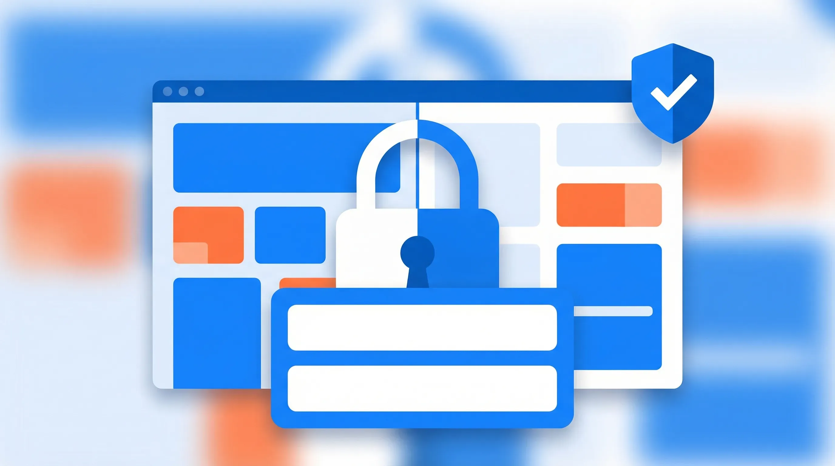 Website monitoring dashboard showing change detection behind a login form with padlock icon