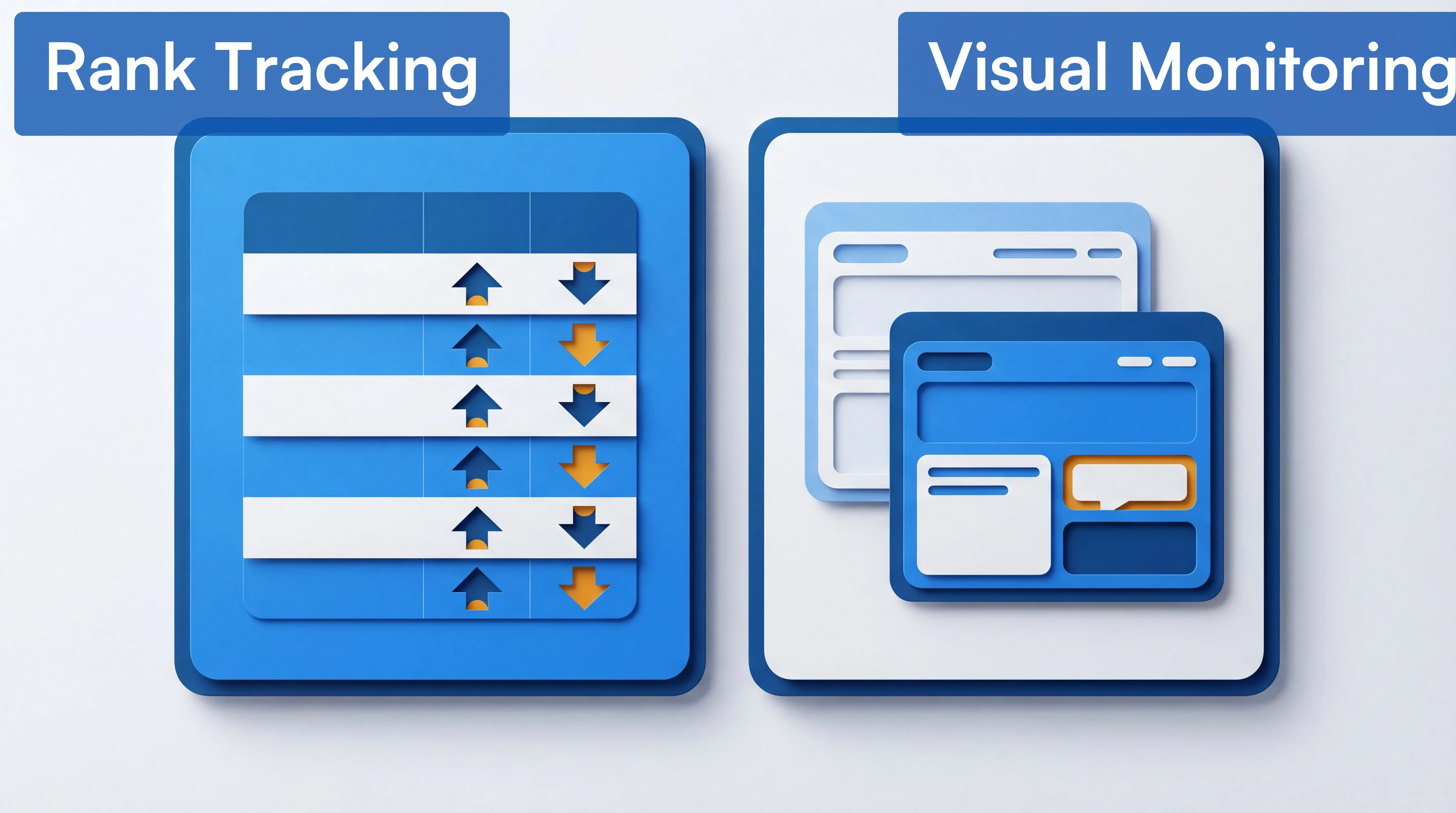 Comparison diagram of rank tracking versus visual SERP monitoring approaches