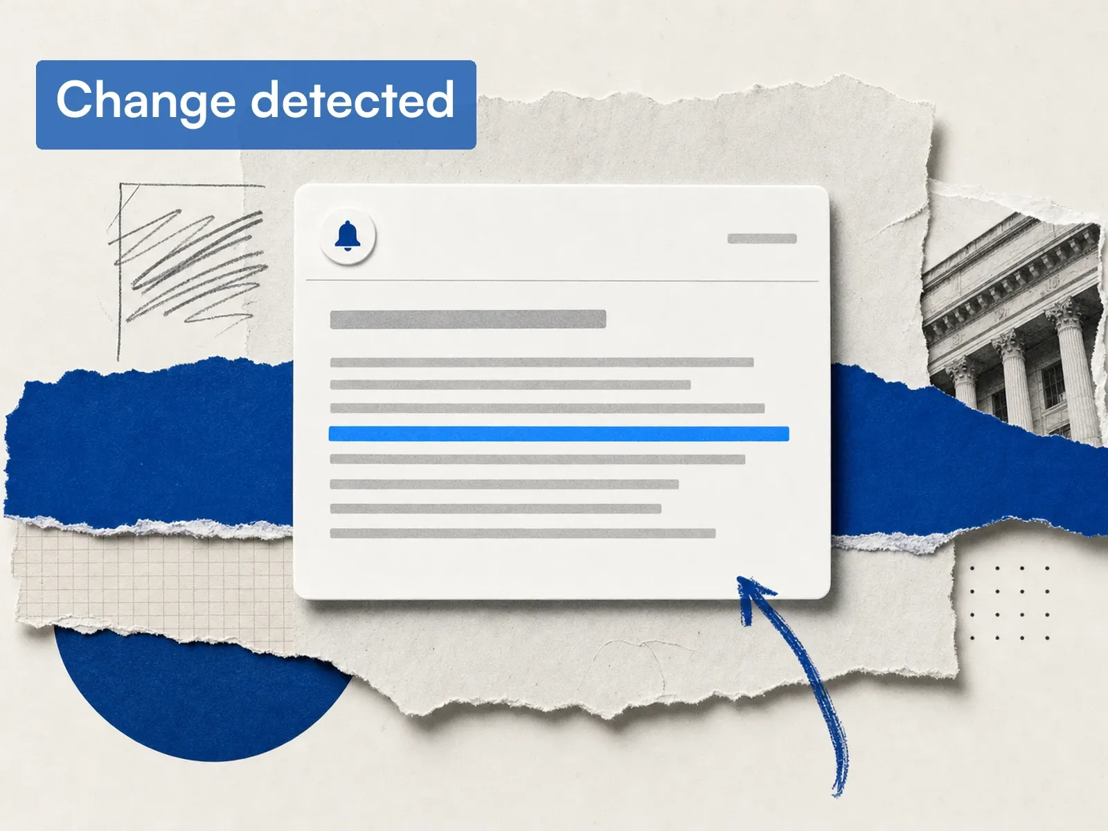 Regulatory change alert showing a highlighted update on a monitored page