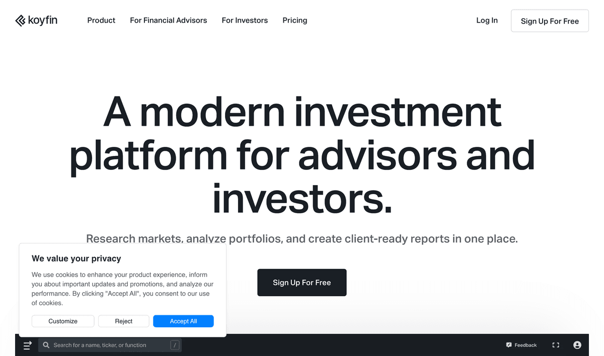 Koyfin, a financial data platform for investment research