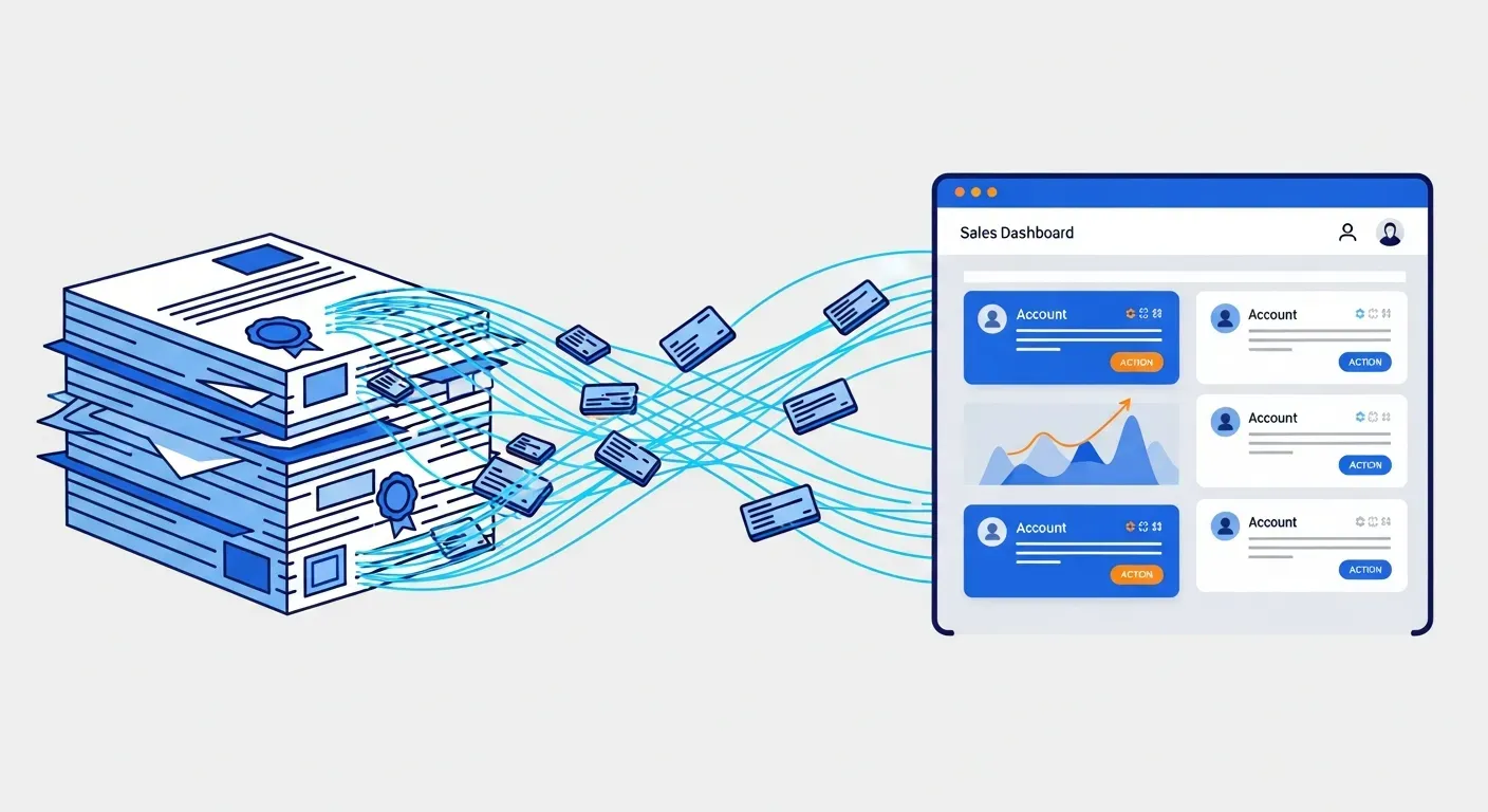 SEC filing documents flowing into a sales intelligence dashboard pipeline