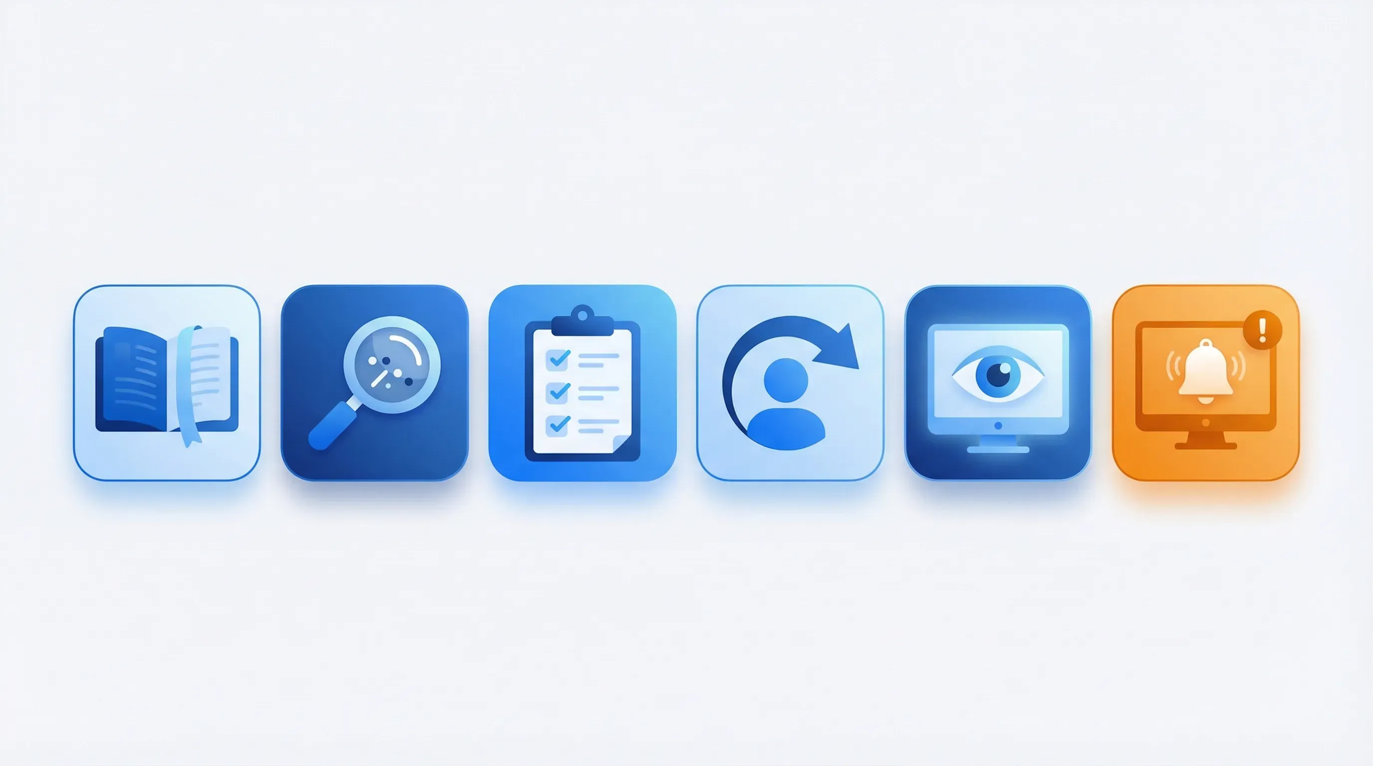 Six intent data signal type icons in blue and orange representing buyer behaviors
