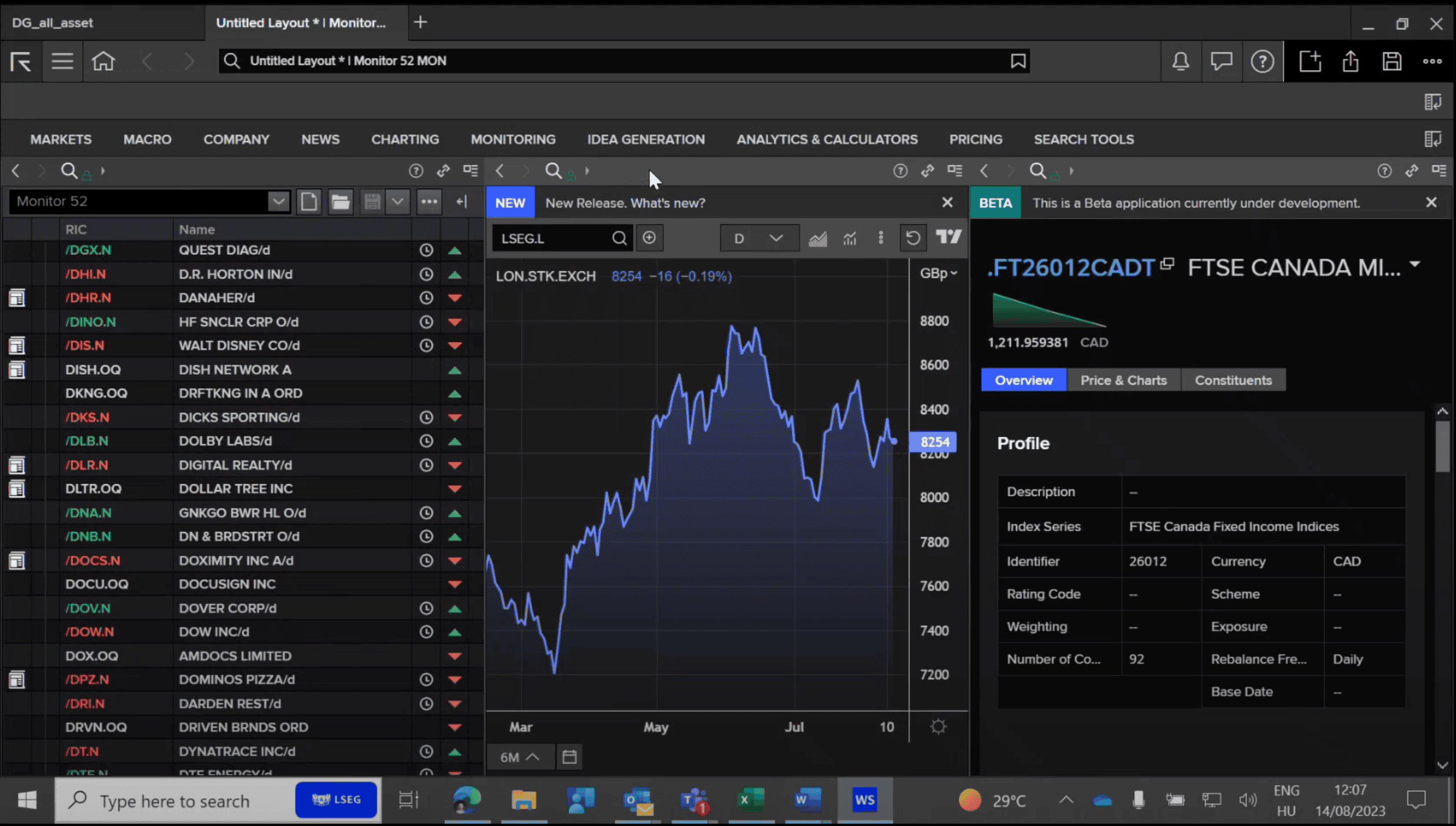 Refinitiv Workspace, a stock research tool