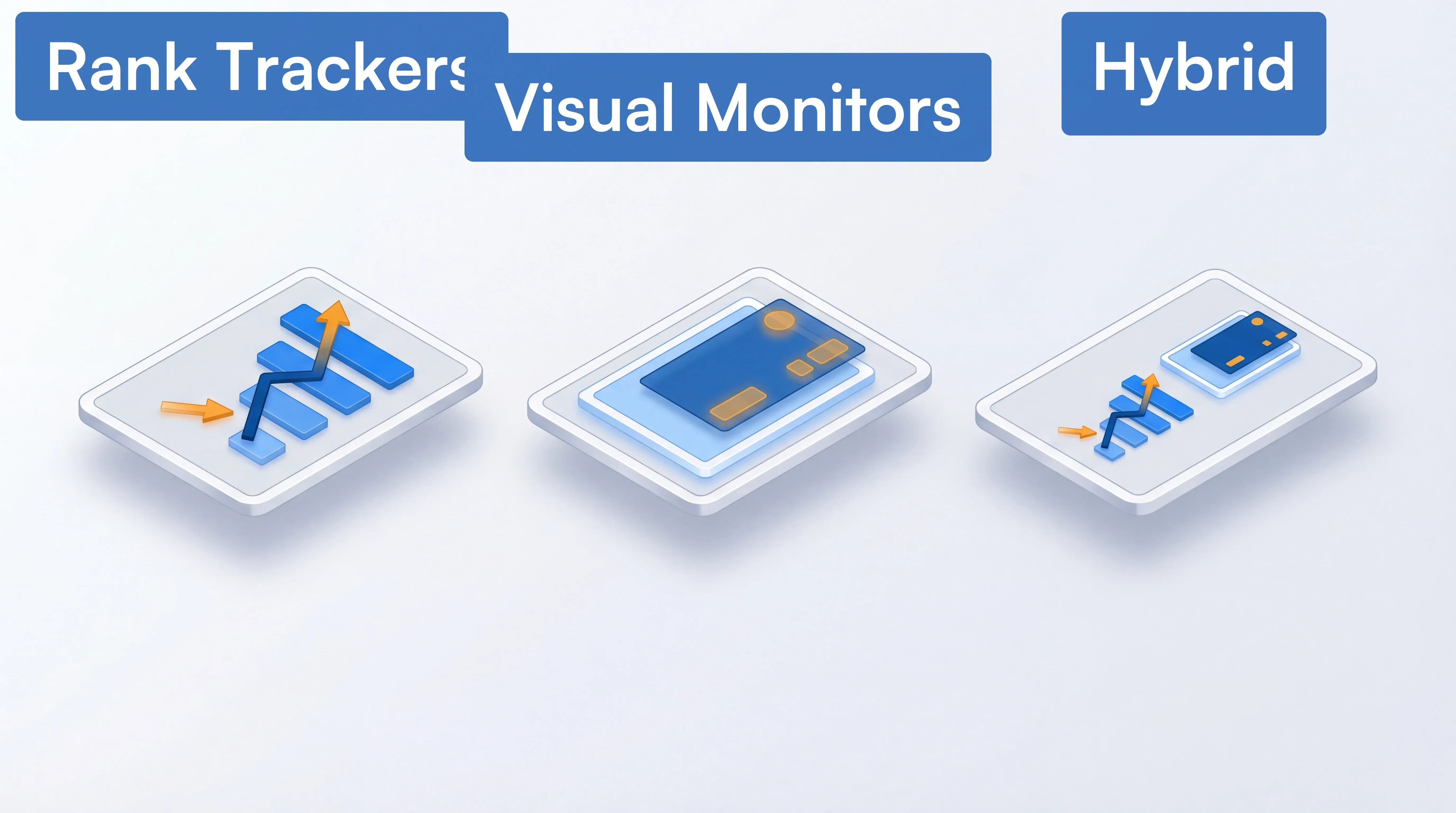 Three SERP monitoring tool categories compared rank trackers visual monitors and hybrid