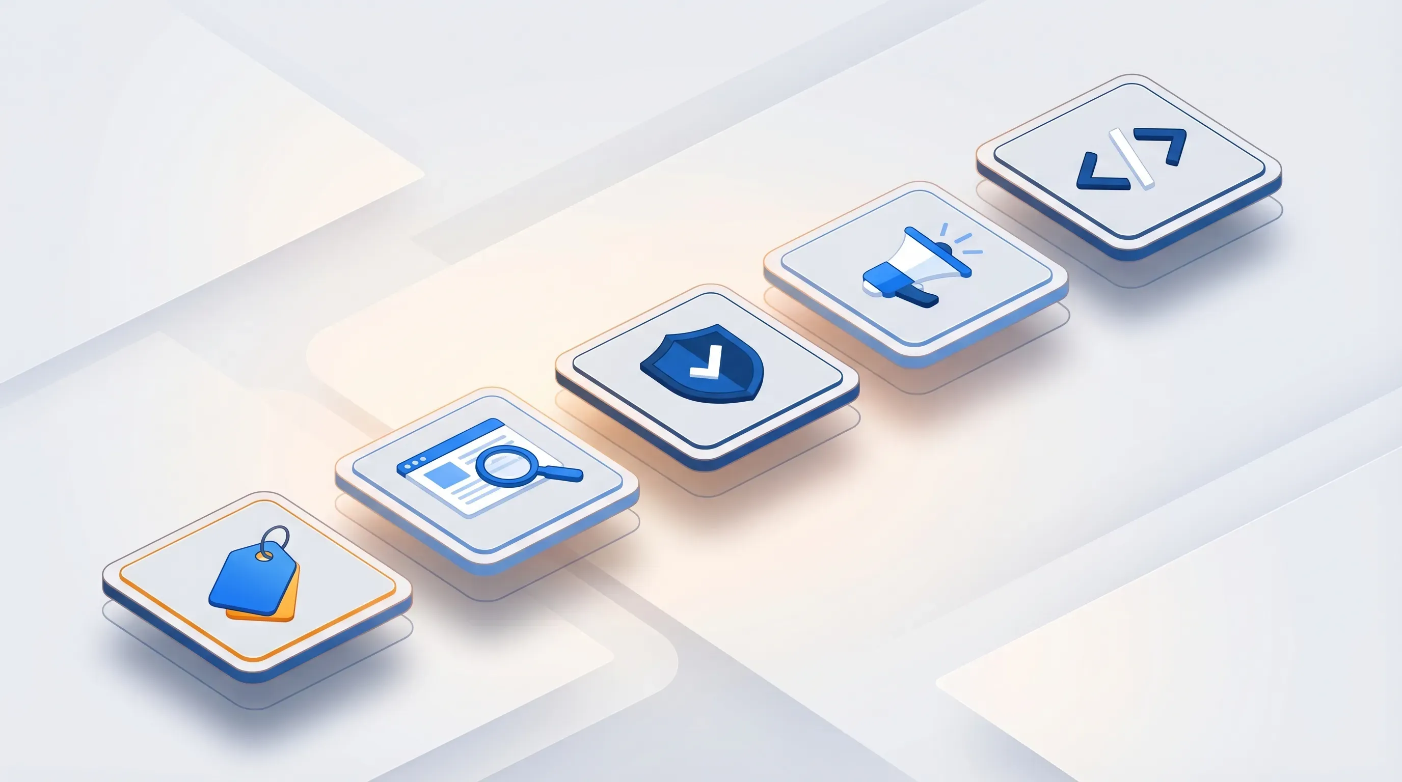 Five monitoring use case icons showing competitor pricing compliance brand and testing