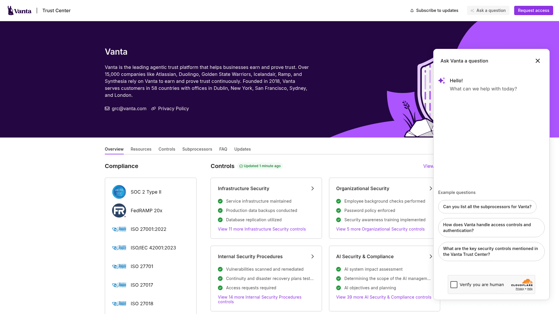 A real vendor trust portal publishing SOC 2 Type II, FedRAMP, ISO 27001, and ISO 27017/27018 attestations , evidence available without sending a questionnaire
